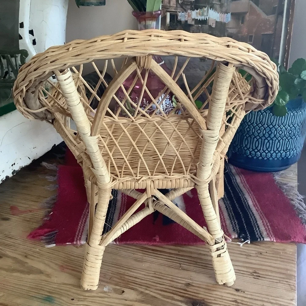 Vintage Boho Wicker Chair Planter